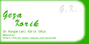geza korik business card
