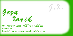 geza korik business card